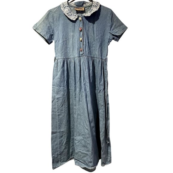 VINTAGE DENIM DRESS SIZE 6 MADE IN U.S.A | U1 - Picture 1 of 7